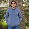 Sudadera con capucha azul jaspeado