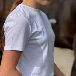 Camiseta de algodón blanca para montar a caballo