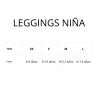 Guía tallas leggings niña Zanahoria Equitación